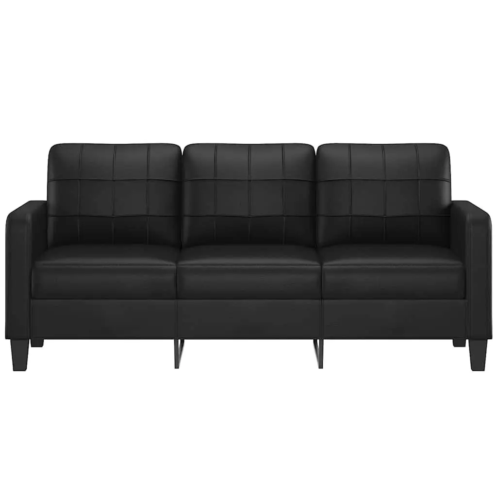 3-Seater Sofa in Black Faux Leather