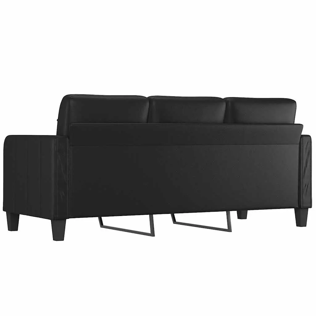 3-Seater Sofa in Black Faux Leather