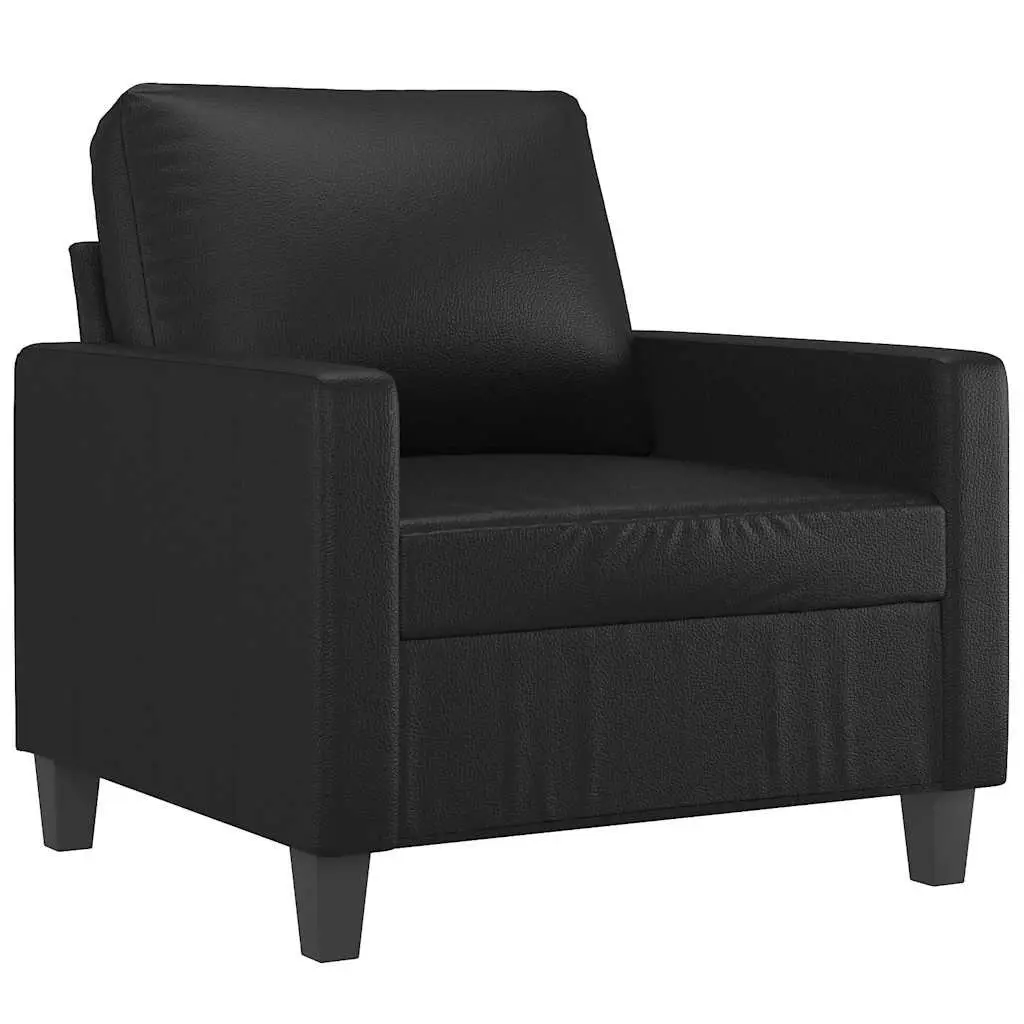 Black Sofa Chair 60cm Faux Leather Armchair Lounge Seat Modern Design
