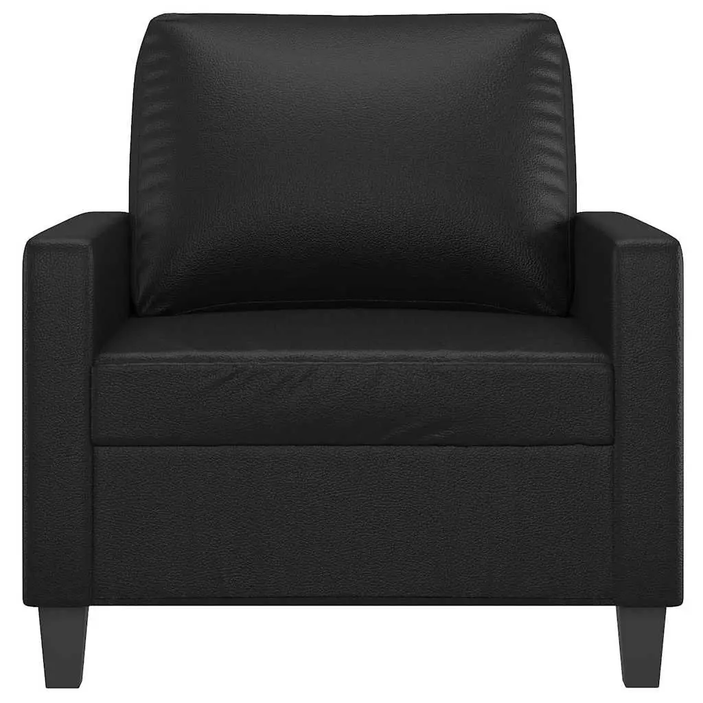 Black Sofa Chair 60cm Faux Leather Armchair Lounge Seat Modern Design