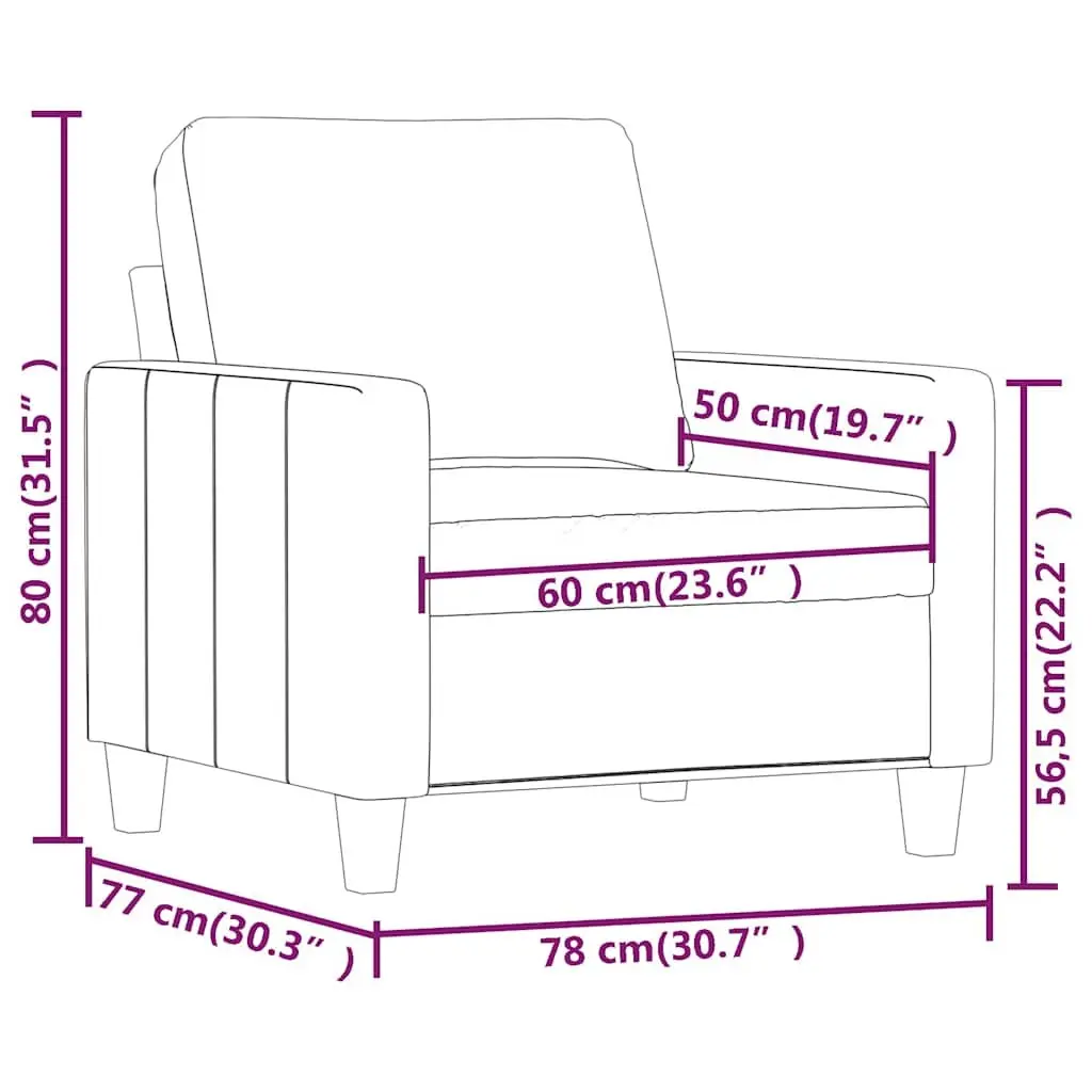 Black Sofa Chair 60cm Faux Leather Armchair Lounge Seat Modern Design