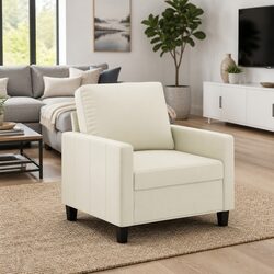 Cream Faux Leather Armchair for Modern Living Rooms