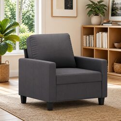 Durable Grey Faux Leather Sofa Chair 60cm Lounge Seat