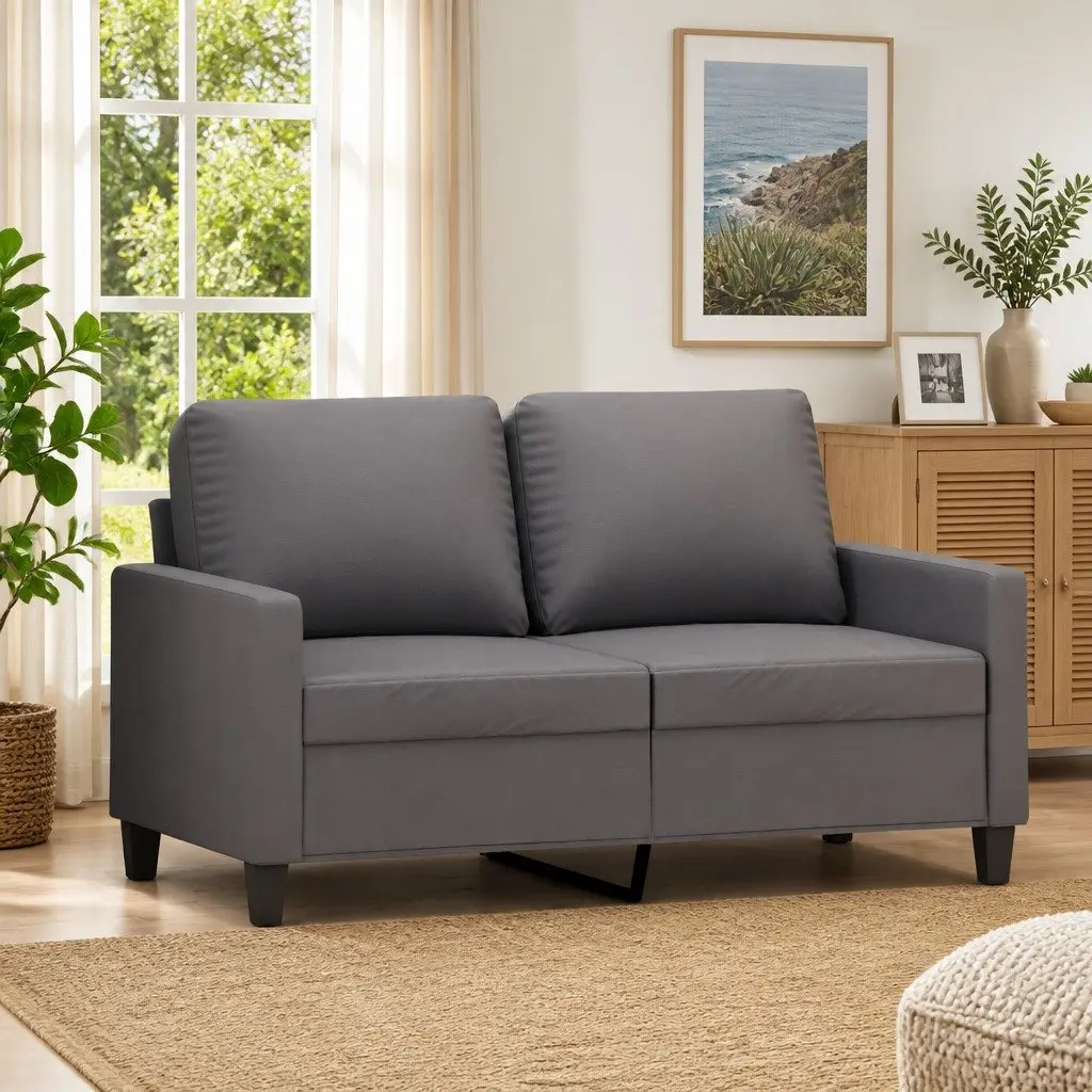Grey 2-Seater Sofa 120cm with Sturdy Metal Frame