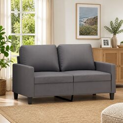 Grey 2-Seater Sofa 120cm with Sturdy Metal Frame