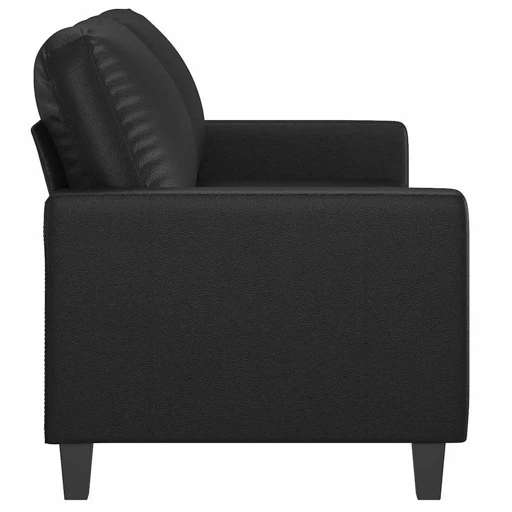 2-Seater Sofa Faux Leather 140cm Black Modern Couch Lounge Seat