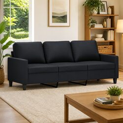 Black 180cm 3-Seater Sofa with Sturdy Metal Frame