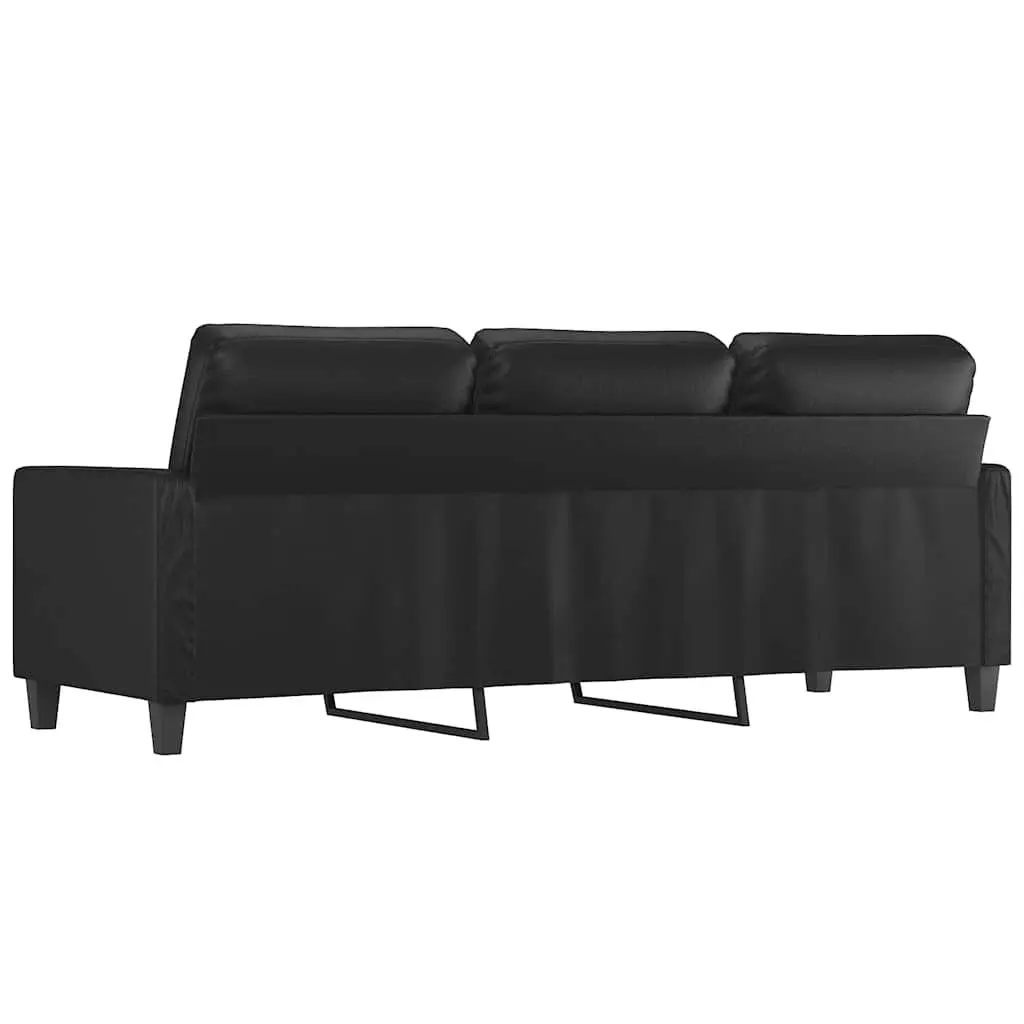 3-Seater Sofa Faux Leather 180cm Black Modern Lounge Couch