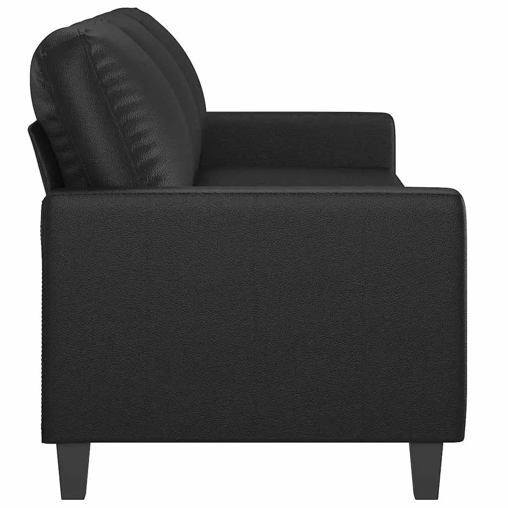 3-Seater Sofa Faux Leather 180cm Black Modern Lounge Couch