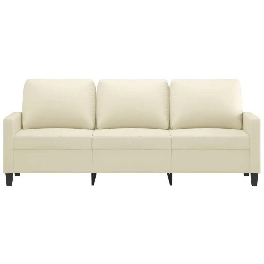 3-Seater Sofa Faux Leather 180cm Cream