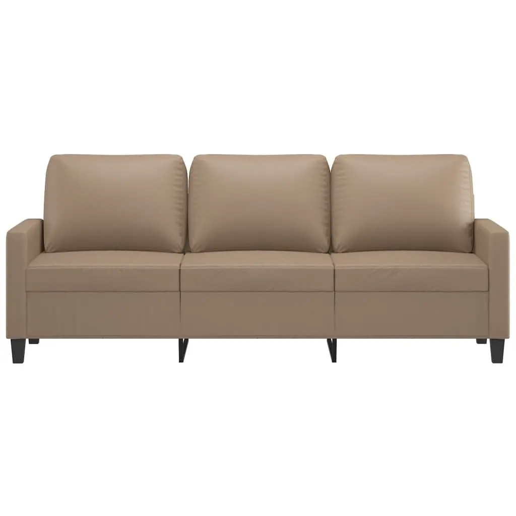 3-Seater Sofa Brown Faux Leather Modern Living Room Couch 180cm
