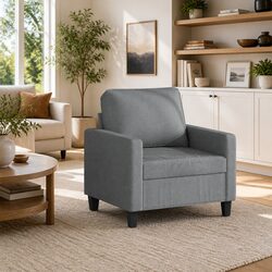Grey Fabric Armchair - Sturdy Sofa Chair for Relaxation