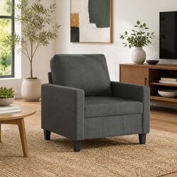 Grey Fabric Sofa Chair with Metal Frame for Stability