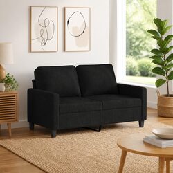 Durable 2-Seater Black Fabric Sofa for Modern Living