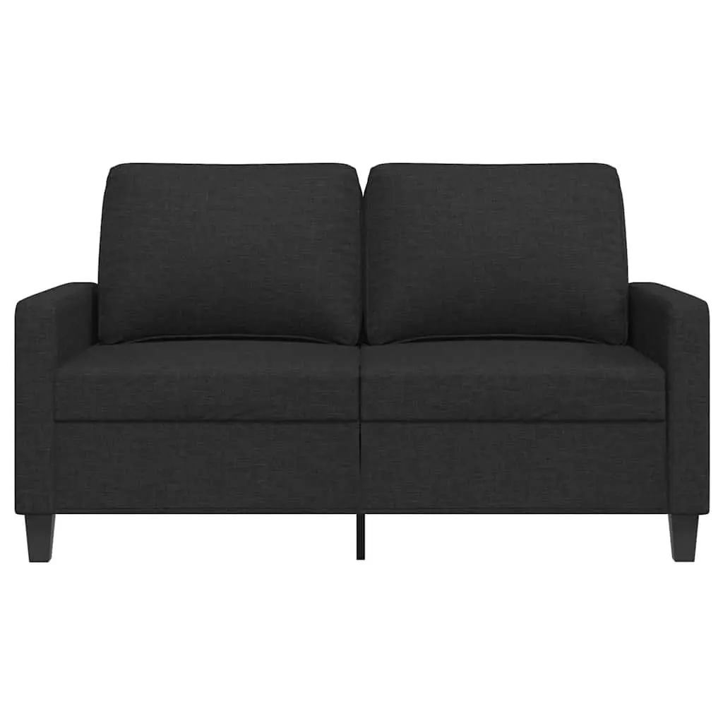 2-Seater Sofa Black Fabric 120cm Modern Living Room Couch Padded Armrests