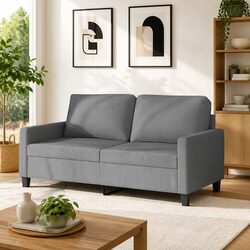Sturdy 2-Seater Grey Sofa with Metal Frame 140cm