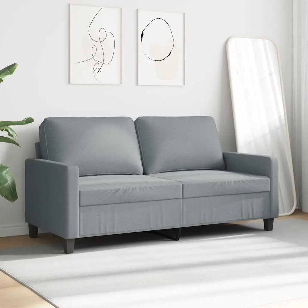 2-Seater Grey Sofa with Metal Frame 140cm