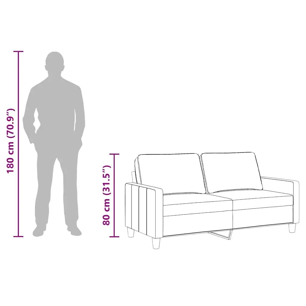 2-Seater Grey Sofa with Metal Frame 140cm