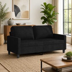 Durable 2-Seater Sofa Black 140cm with Metal Frame