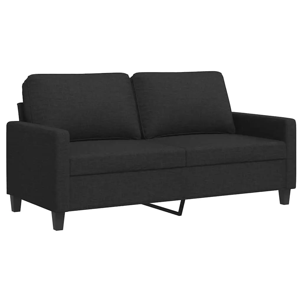 2-Seater Sofa Black 140cm with Metal Frame