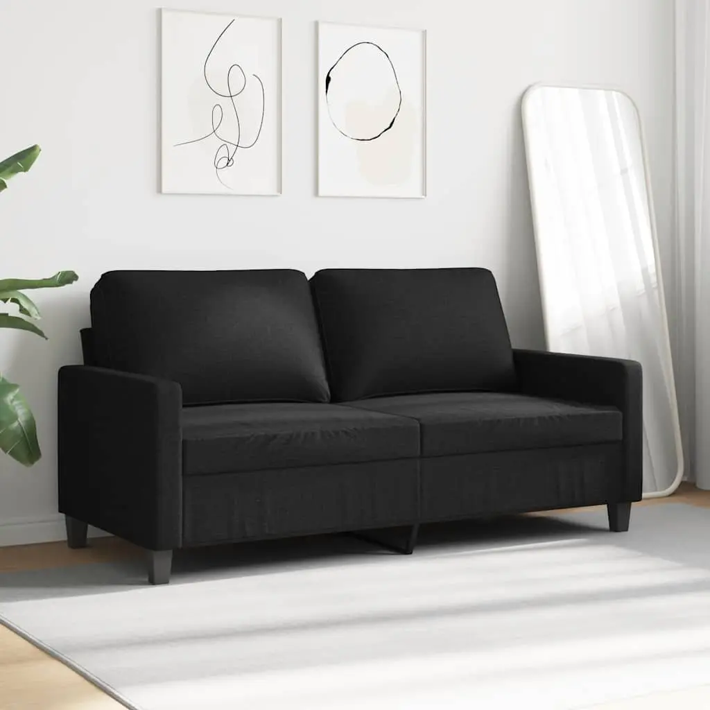 2-Seater Sofa Black 140cm with Metal Frame
