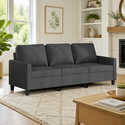 Durable 3-Seater Sofa in Grey Fabric for Your Living Room