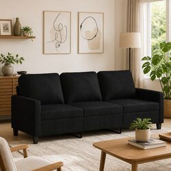 Durable 3-Seater Black Sofa for Your Living Room