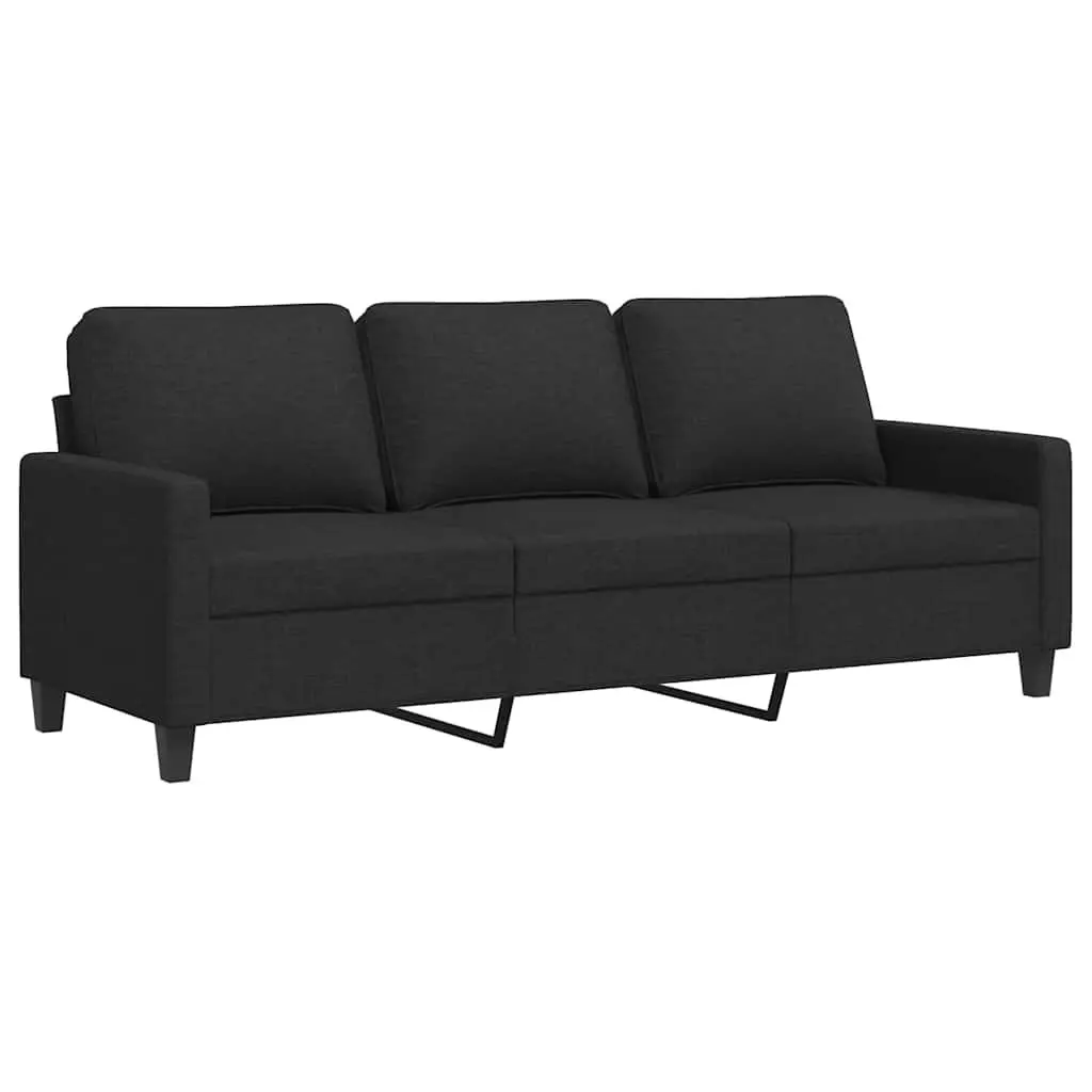 3-Seater Sofa Black 180cm Fabric Living Room Couch Lounge Furniture