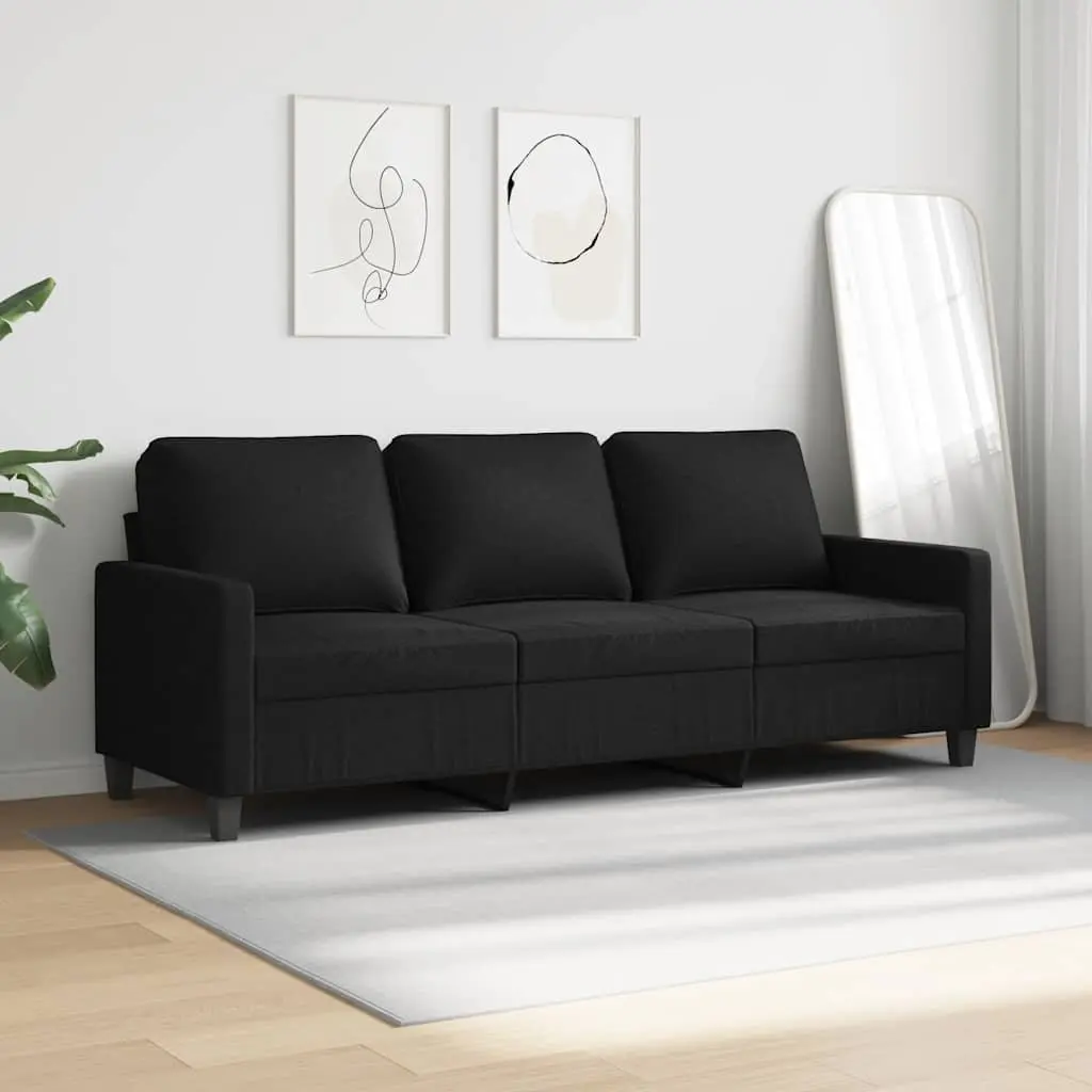 3-Seater Sofa Black 180cm Fabric Living Room Couch Lounge Furniture