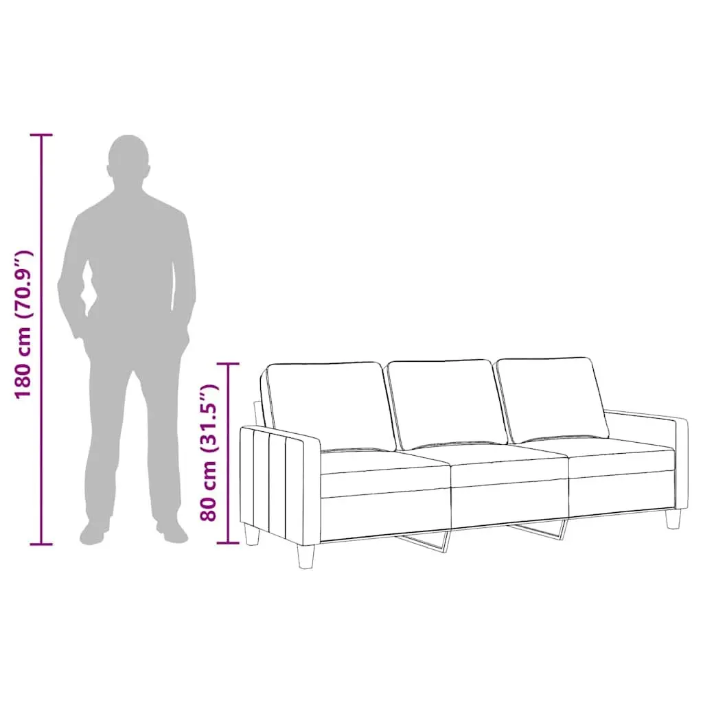 3-Seater Sofa Black 180cm Fabric Living Room Couch Lounge Furniture