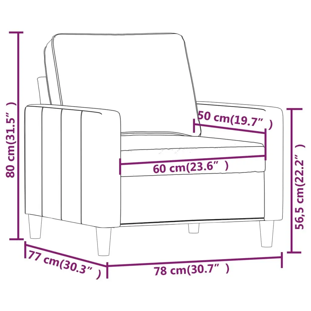 Sofa Chair Grey 60cm Single Seater Armchair Living Room Furniture Modern Design