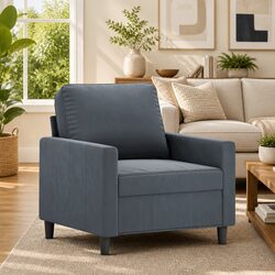 Sturdy Grey Velvet Sofa Chair 60cm for Modern Living Rooms