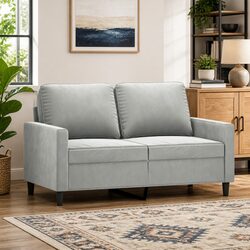 Grey 2-Seater Velvet Sofa 120cm for Modern Living