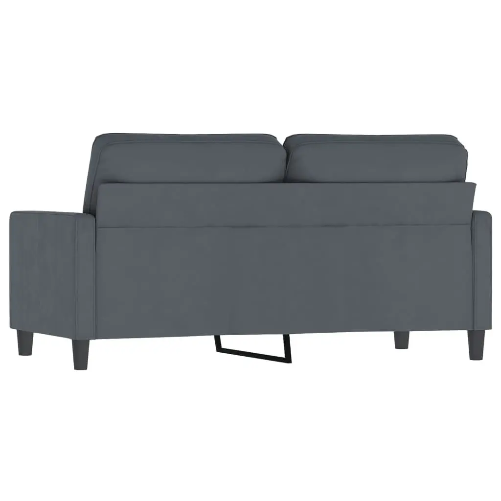 Grey Velvet 2-Seater Sofa with Padded Armrests