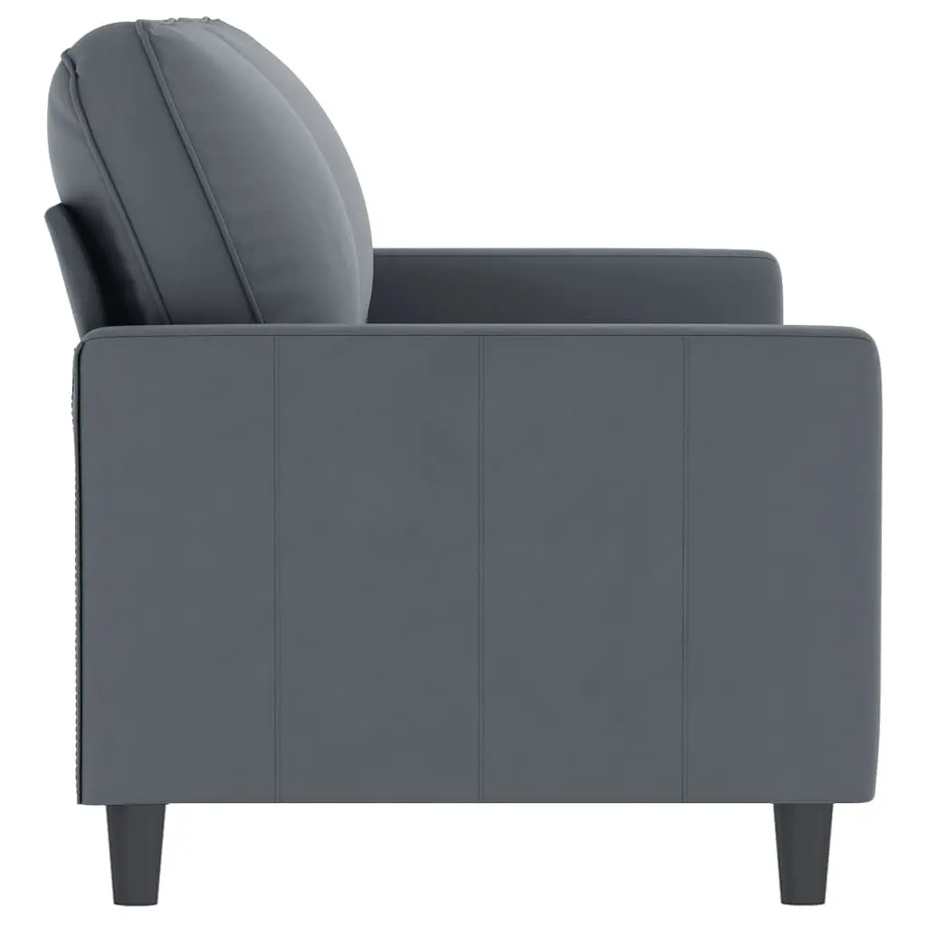 Grey Velvet 2-Seater Sofa with Padded Armrests