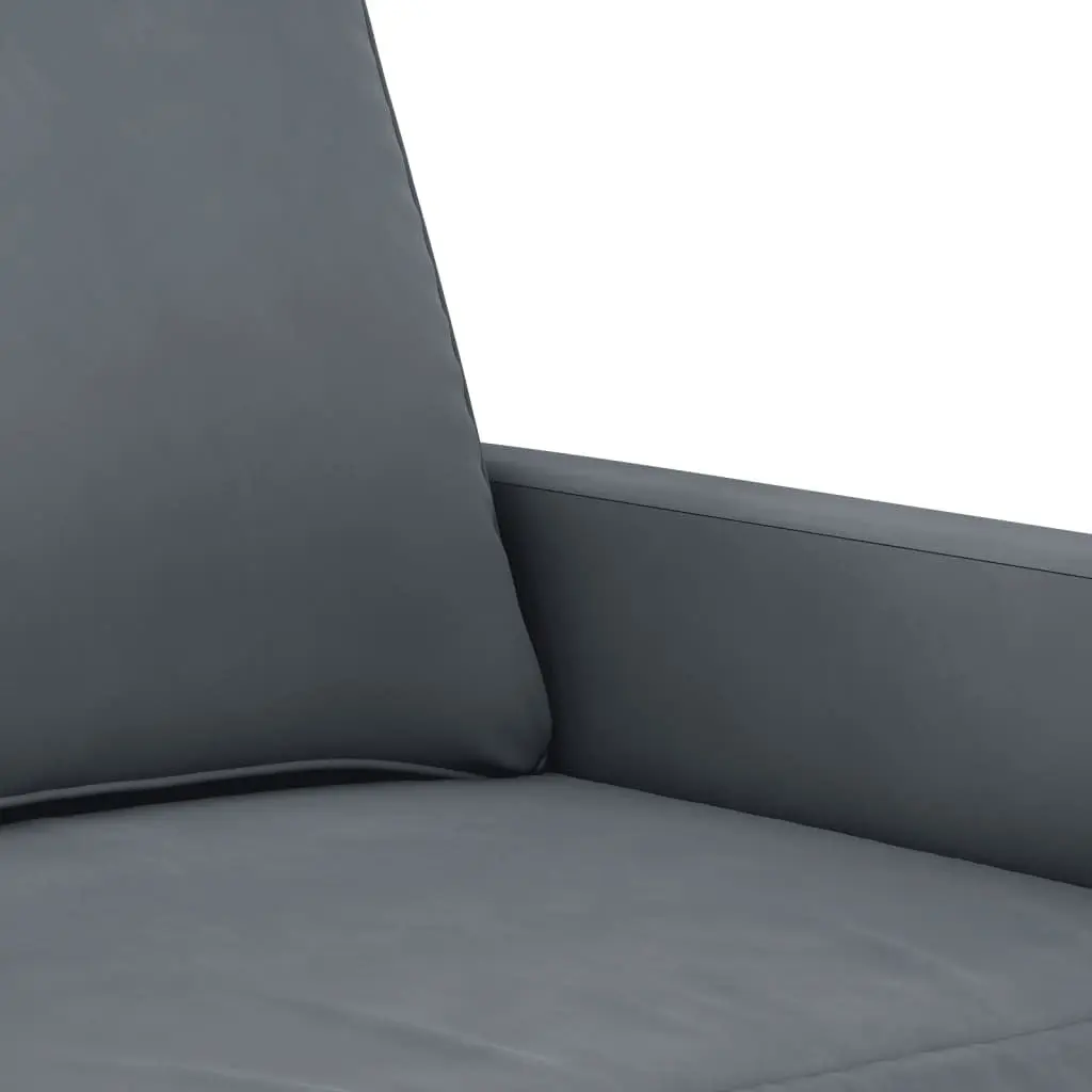 Grey Velvet 2-Seater Sofa with Padded Armrests