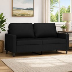 Stylish 2-Seater Velvet Sofa in Black - 140cm