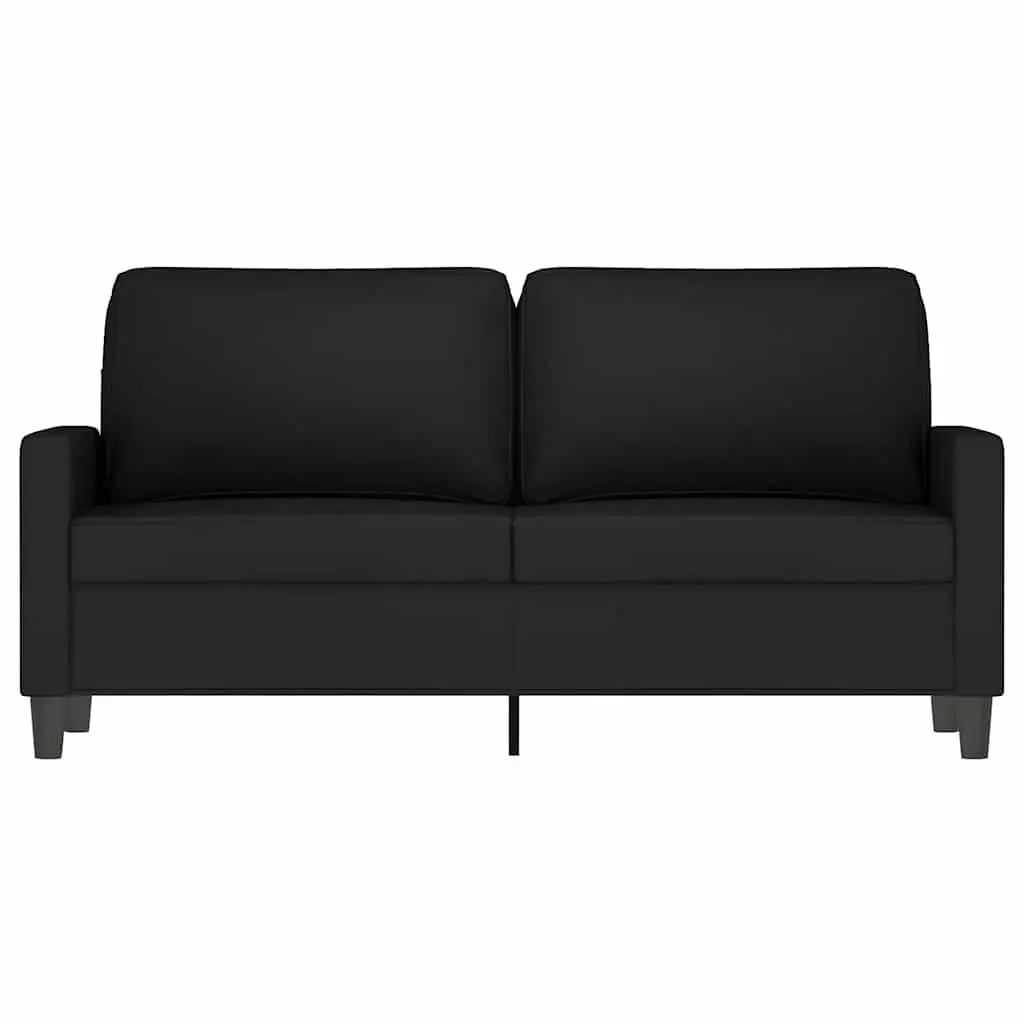 2-Seater Sofa Black 140cm Velvet Upholstered Living Room Couch Furniture