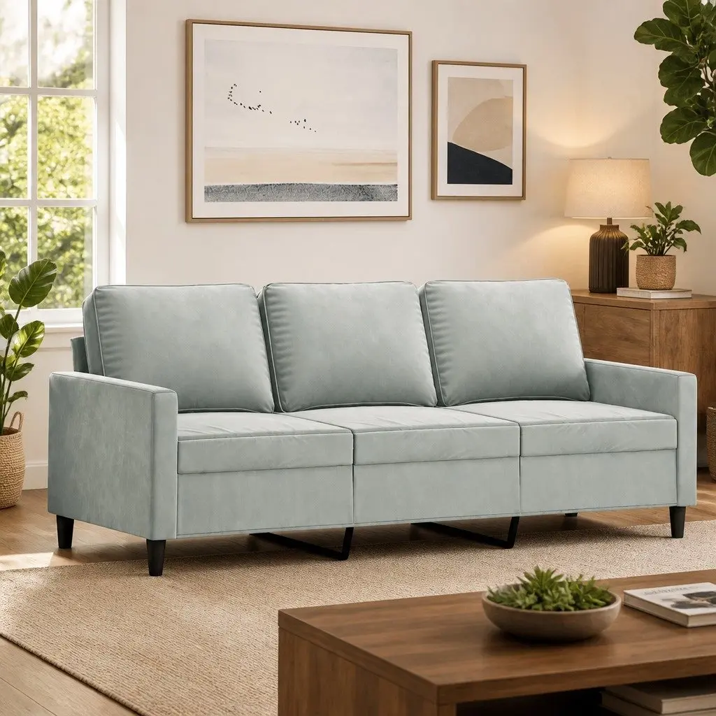 3-Seater Lounge Sofa Velvet 180cm Grey