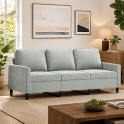 Premium Grey Velvet 3-Seater Lounge Sofa 180cm