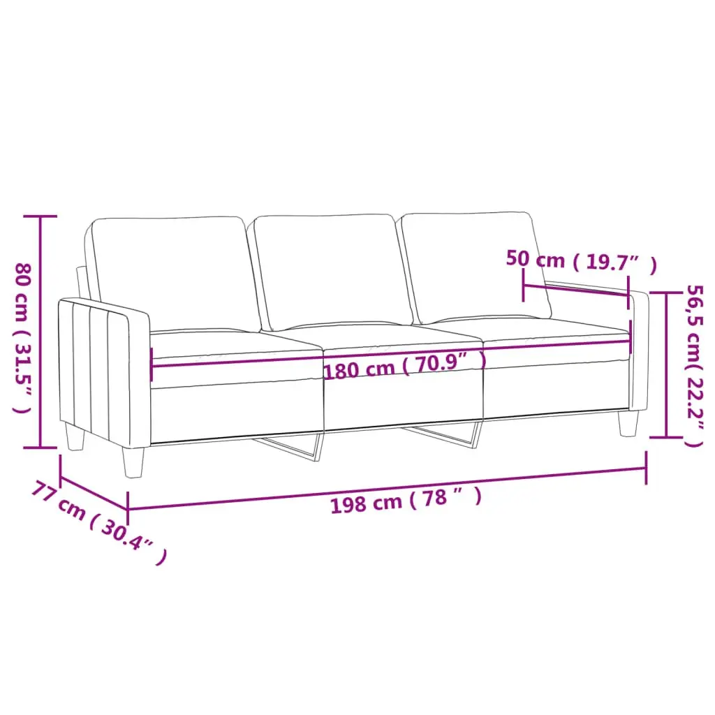 3-Seater Lounge Sofa Velvet 180cm Grey