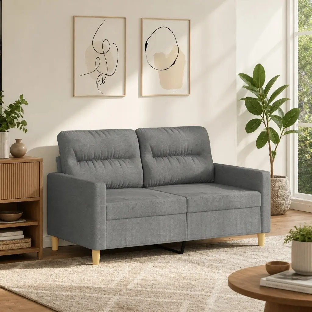 2-Seater Sofa Grey Fabric 120cm Couch