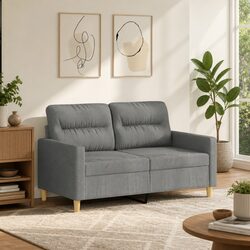 Durable 2-Seater Sofa Grey Fabric 120cm Couch