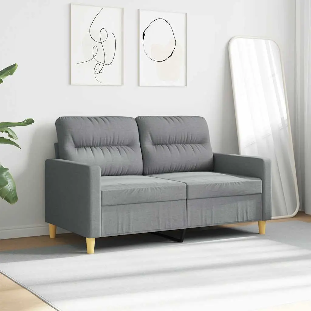 2-Seater Sofa Grey Fabric 120cm Couch