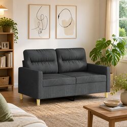 Durable Grey Fabric 2-Seater Sofa for Your Living Room