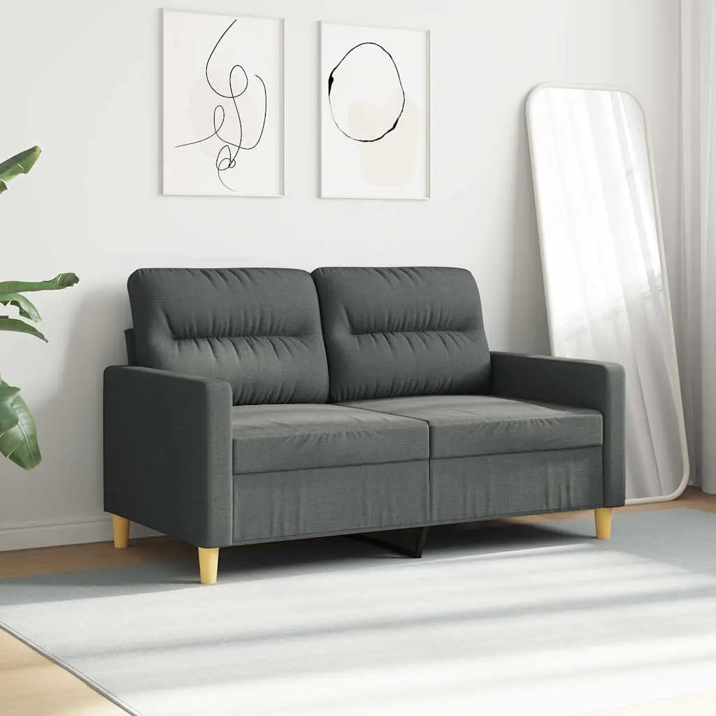 2-Seater Sofa Fabric 120cm Grey Upholstered Couch