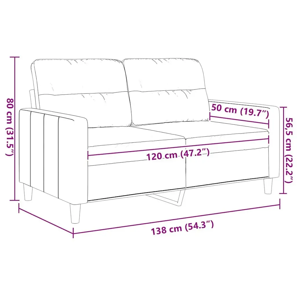 2-Seater Sofa Fabric 120cm Grey Upholstered Couch