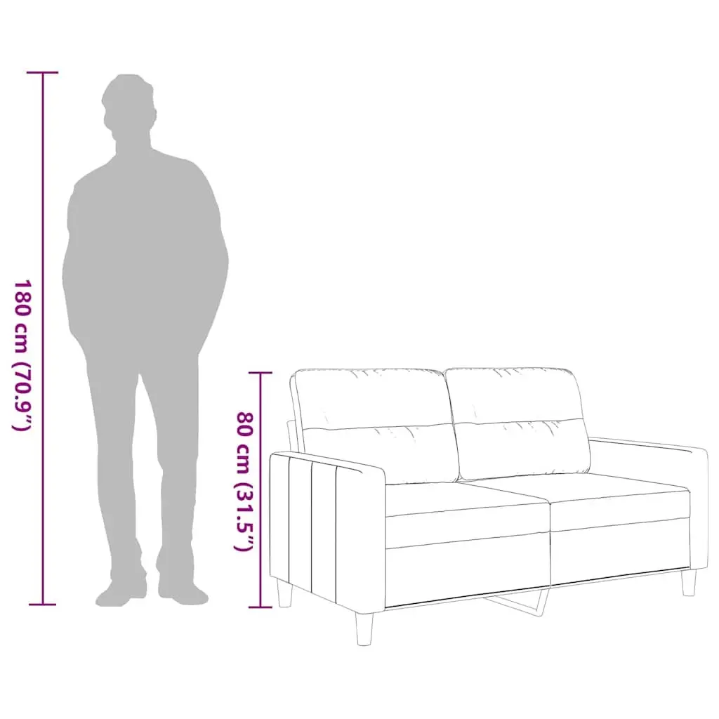 2-Seater Sofa Fabric 120cm Grey Upholstered Couch