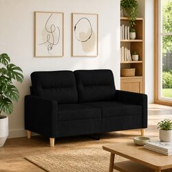 Durable Black Fabric 2-Seater Sofa for Modern Living