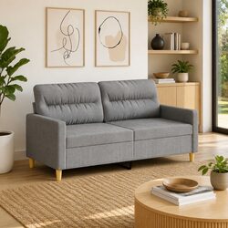 Stylish 2-Seater Grey Sofa with Padded Armrests